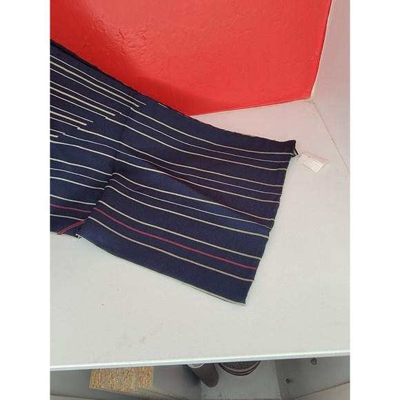 Vintage Balenciaga Blue Silk Stripe Bordered Hand Rolled Pocket Square - Picture 4 of 5